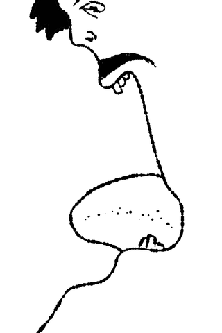 A sparse line drawing connects a small open-mouthed head to an extremely long neck and rounded torso.