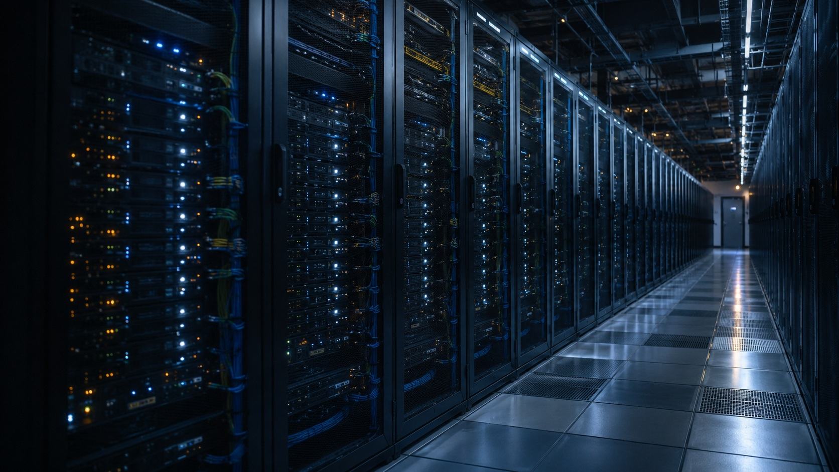 Rows of database servers in a data center