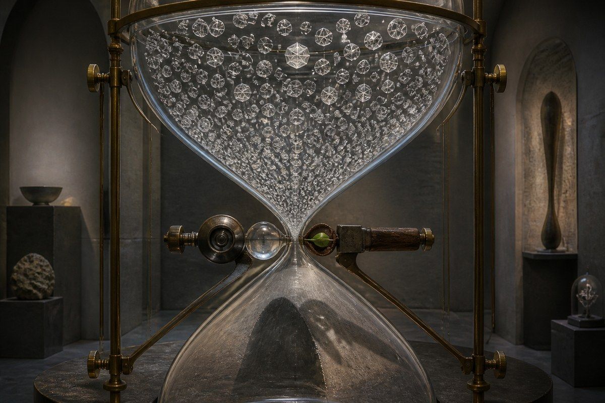 Inverted hourglass of abundant lattices blocked by scarce physical objects