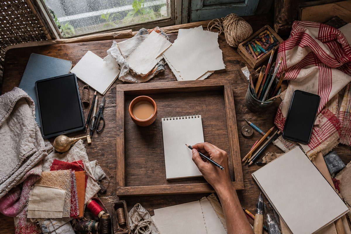 Bengali maker begins work inside a wooden frame amid many choices